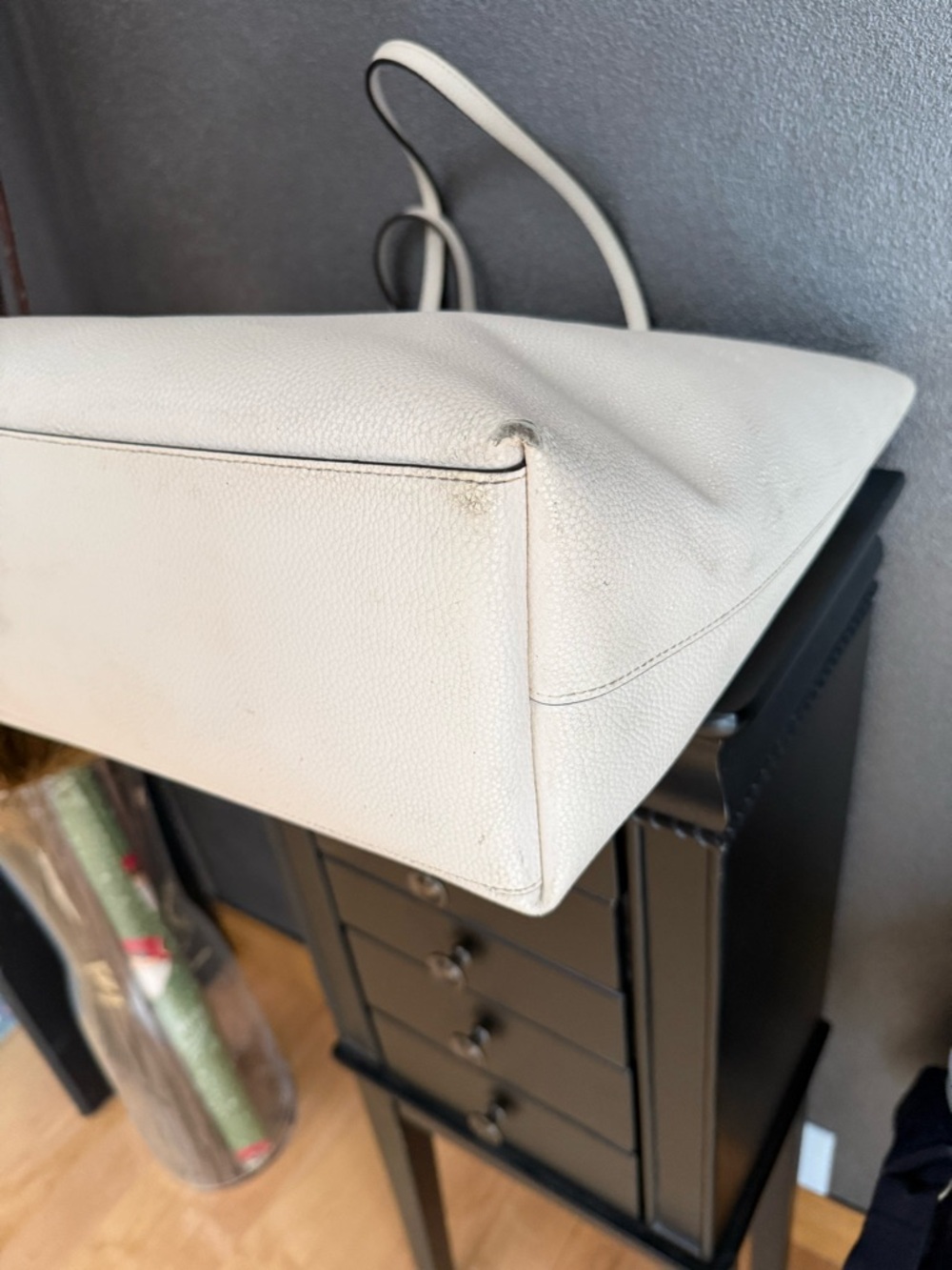 Coach Ivory Pebbled Leather Double-Handle Tote with Gold Logo - Picture 7 of 10